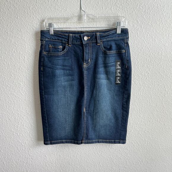 New Gap Factory Dark Denim Pencil Skirt Women's 4/27 Stretch Pockets - Picture 1 of 6